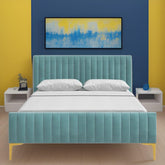 E-Furniture Spain Queen Size Non Storage Upholstered Bed In Teal Color - E-FURNITURE