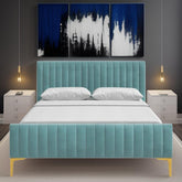 E-Furniture Spain King Size Non Storage Upholstered Bed In Teal Color - E-FURNITURE