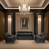 Arica Sofa Pack for Living room In black leatherrette