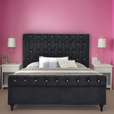E-Furniture Sydney Queen size Non storage upholstered bed in Black color - E-FURNITURE