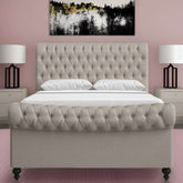 E-Furniture Madrid Queen Size Non Storage Upholstered Bed In Yellow Color - E-FURNITURE