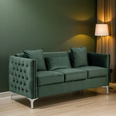E-Furniture Queenstown Couch | Velvet fabric in Green color
