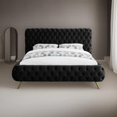 E-Furniture Atlanta King Size Non Storage Upholstered Bed In Black Color - E-FURNITURE