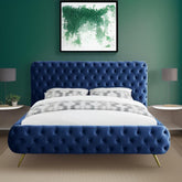 E-Furniture Atlanta King Size Non Storage Upholstered Bed In Light Blue Color - E-FURNITURE
