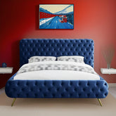 E-Furniture Atlanta Queen Size Non Storage Upholstered Bed In Light Blue Color - E-FURNITURE