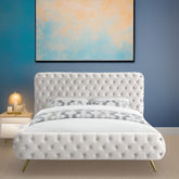 E-Furniture Atlanta Queen Size Non Storage Upholstered Bed In Light Grey Color - E-FURNITURE