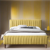 E-Furniture Spain Queen Size Non Storage Upholstered Bed In Yellow Color - E-FURNITURE