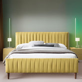 E-Furniture Spain King Size Non Storage Upholstered Bed In Yellow Color - E-FURNITURE