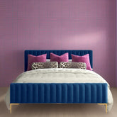 E-Furniture Spain Queen Size Non Storage Upholstered Bed In Navy Blue Color - E-FURNITURE