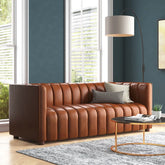 Salesforce Sofa Couch In Brown Color Leatherette by E-furniture