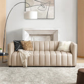 Asana Sofa Couch In Cream Color Leatherette by E-furniture