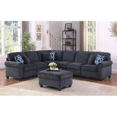 Dream viewer Chesterfield Sectional Sofa Set in Grey Color by E-furniture