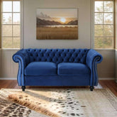 E-FURNITURE Kennedy 3 Seater Couch Velvet Finish In MultiColour - E-FURNITURE