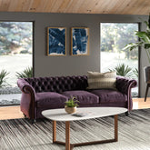 Softek Sofa Couch In Purple Dark Color by E-furniture
