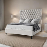 Jocisland Upholstered King Size Bed Frame with Sleigh Headboard and Button Tufting
