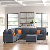 Python Chesterfield Sectional Sofa Set in Grey Color by E-furniture