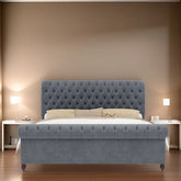 E-FURNITURE June Upholstered bed In queen and King size Grey color Queen