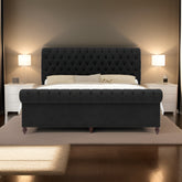 E-Furniture RegalRest Queen Size Non Storage Upholstered Bed In Dark Grey Color