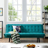 Teal Tranquility | Convertible Tufted Sofa Cum Bed
