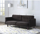 Maple Nest | Modern Tufted Sofa Cum Bed, Dark Brown