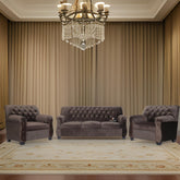 E-Furniture | Heritage Haven Tufted Trio Set, Espresso Brown