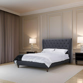 E-Furniture | Neemwood Classic Queen, Dark Charcoal Gray