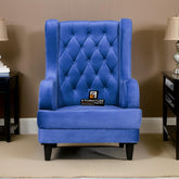 E-Furniture | Azure Dreamweaver Upholstered Wing Chair, Royal Blue