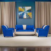 E-Furniture | Coastal Charm 3+1+1 Seater, Blue & White