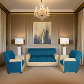 E-Furniture | Azure Reflection 3+1+1 Seater, Oceanic Blue & Soft Beige