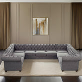 E-Furniture | Modern Elegance U-Shaped Sectional, Plush Grey