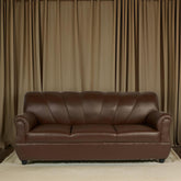 E-Furniture | Vintage Elegance 3-Seater, Brown Leatherette