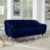 Royal Serenity | Channel-Tufted Velvet Sofa, Deep Blue Elegance