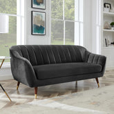 Slate Luxe | Channel-Tufted Velvet Sofa, Dark Gray Elegance
