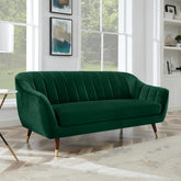 Emerald Oasis | Channel-Tufted Velvet Couch, Modern Luxe