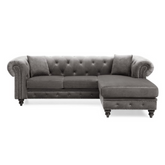Urban Comfort | Chesterfield Elegance L-Shaped Sectional Sofa, Dove Gray