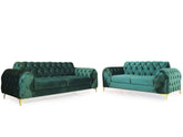 Emerald Gem | Chesterfield 3+2 Sofa Set, Green Velvet