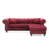 Luxe Velvet | Imperial Red Tufted L-Shaped Sectional Sofa, Ruby Red