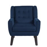 Indigo Luxe | Skyline High-Back Tufted Armchair, Dark Blue