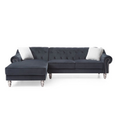 Celestial Comfort | Orion Tufted L-Shaped Sectional Sofa, Azure Ash