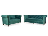 Emerald Opulence | Chesterfield 3+2 Sofa Set, Green Velvet