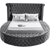 E-Furniture | Luna Serenade Upholstered queen Size Bed, Moonlit Gray