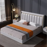 E-Furniture | Celestial Slumber King-Size Upholstered Bed, Ivory Whisper