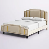 E-Furniture | Tranquil Dreams Upholstered Queen Size Bed, Misty Beige