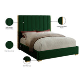 Royal E Furniture | Emerald Majesty King Size Upholstered Bed, Forest Green