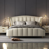 E-Furniture | Celestial Reverie Upholstered Queen Size Bed, Moonlit Azure