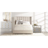 E-Furniture | Whispering Breeze Upholstered Queen Size Bed, Misty Lavender