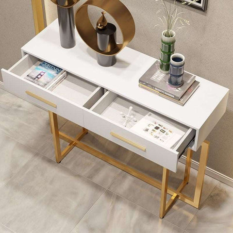 E-Furniture London Console Table glossy black and gold