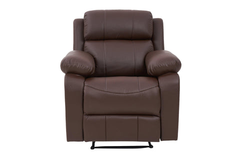 E-Furniture choco recliner single seater manual in brown color leatherette - E-FURNITURE