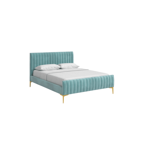 E-Furniture Spain Queen Size Non Storage Upholstered Bed In Teal Color - E-FURNITURE