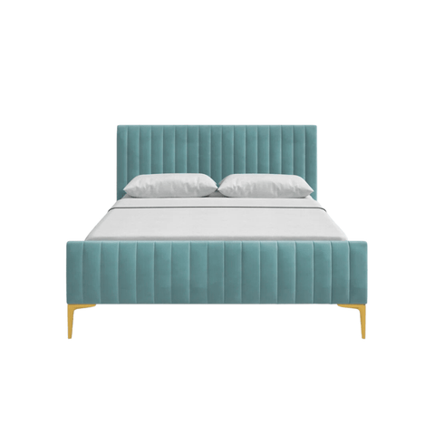 E-Furniture Spain King Size Non Storage Upholstered Bed In Teal Color - E-FURNITURE
